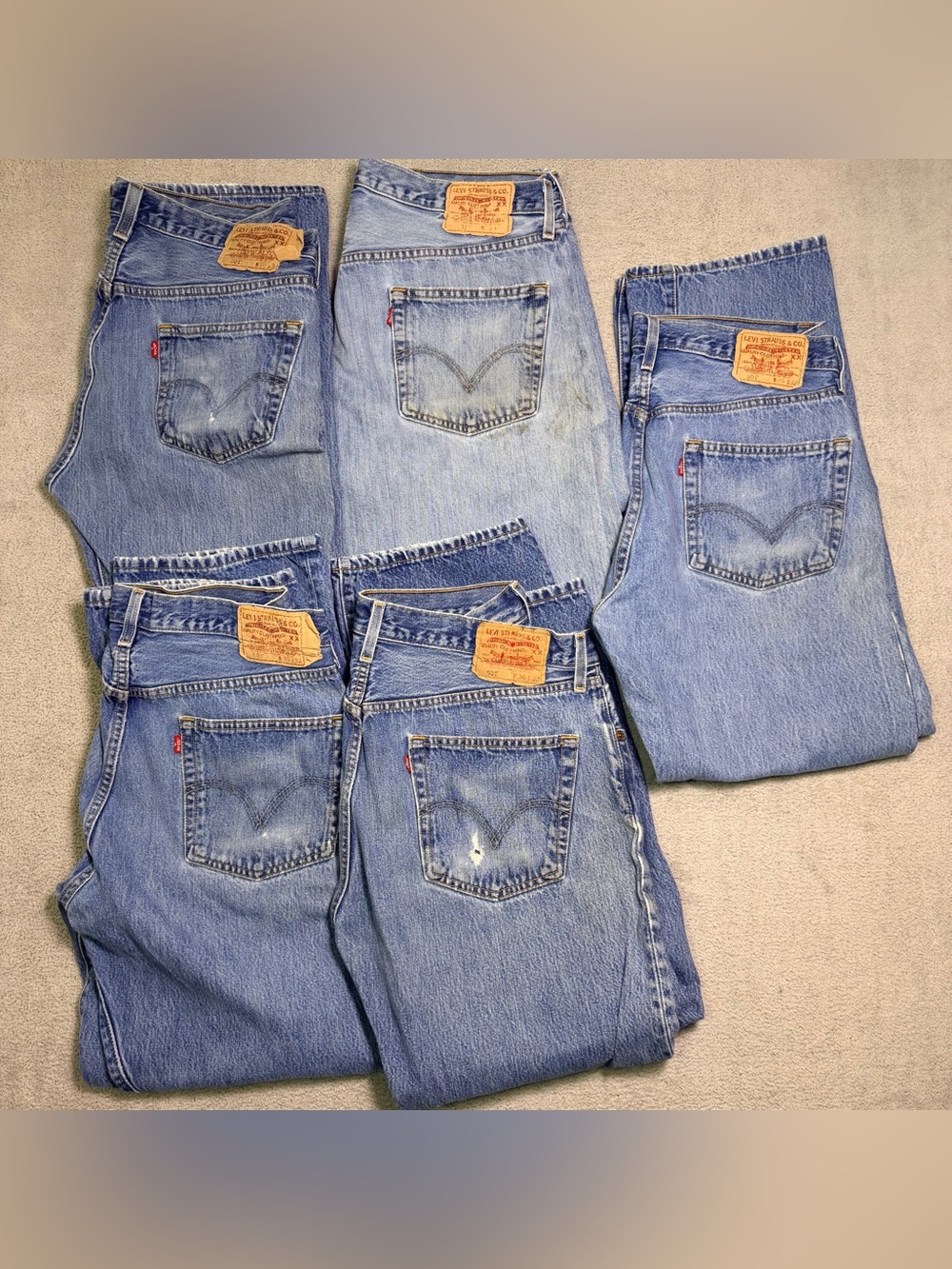 Lot Of 5 Vintage Levi’s 501 Button Fly Jeans Men’s 36x32 (Fits 34x30) Distressed